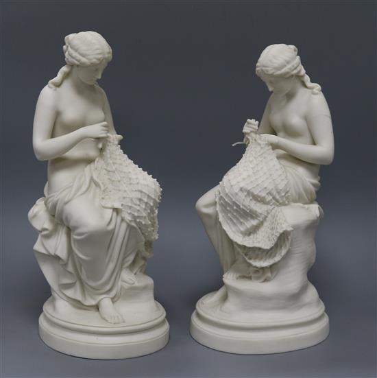 Two Parian ware female classical netiers tallest 32cm
